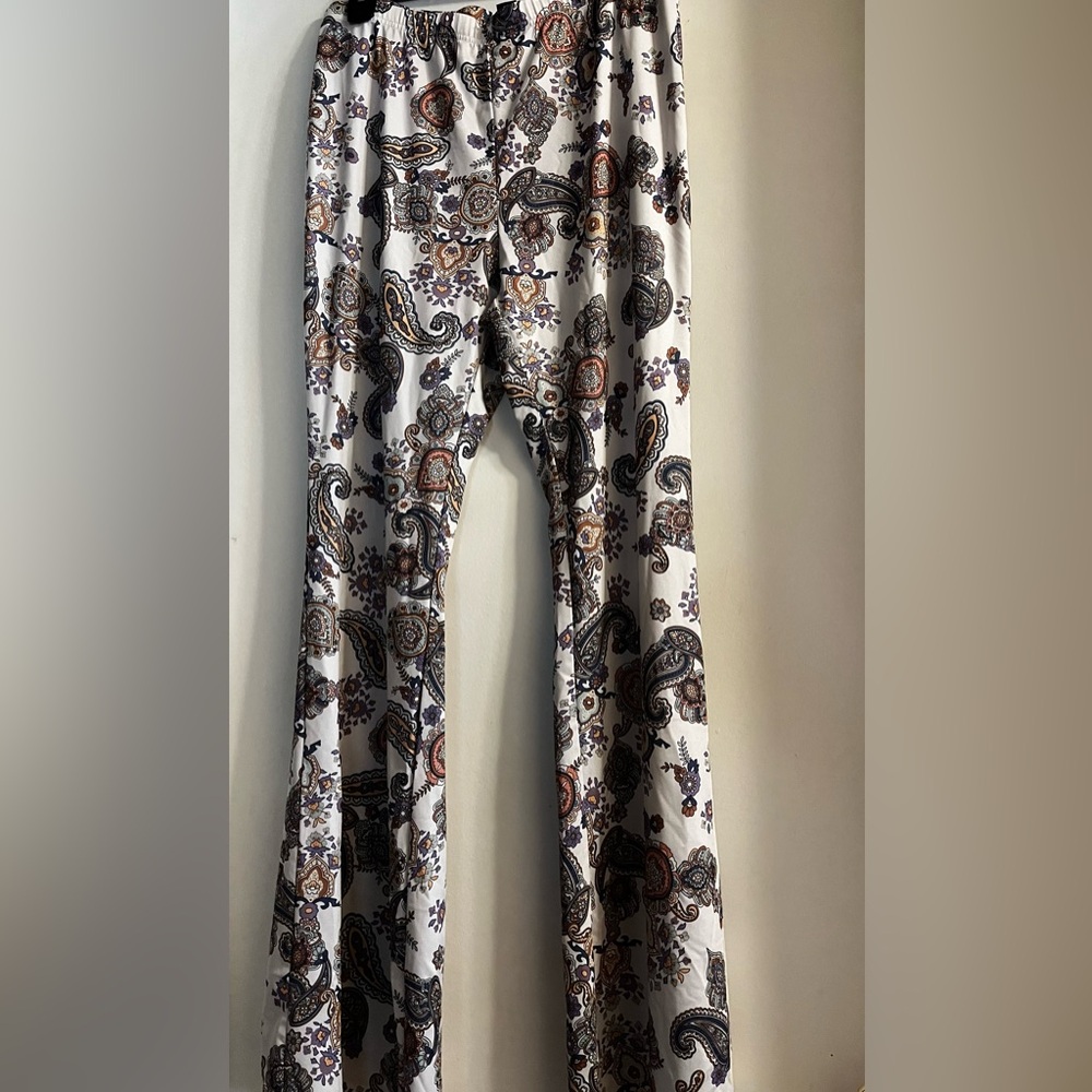 White Paisley Boho Bell Bottom Pants BOGO BOTTOMS!